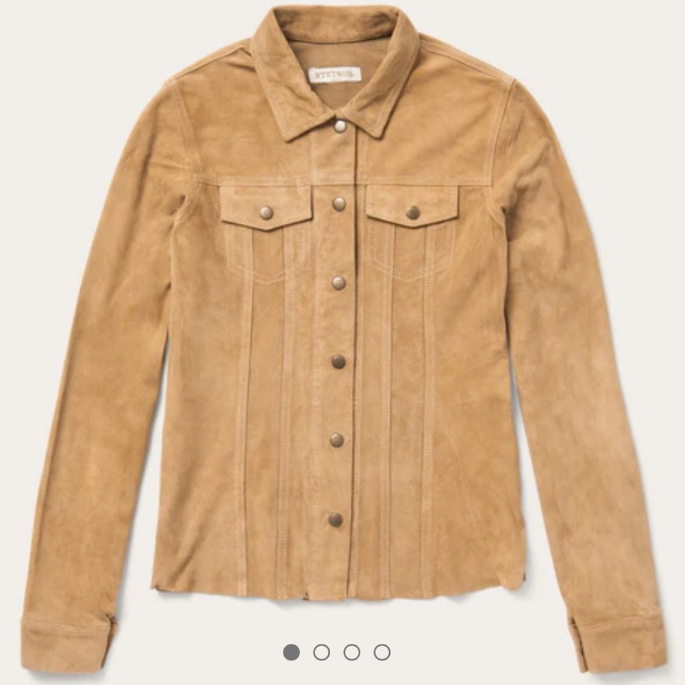 NWT In Packaging Stetson Tan Brown Jacket SUEDE DENIM SHIRT JACKET Size Large